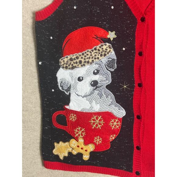 Christmas Dog Sweater Vest Plus 2X Just Paws Be Merry Cute Ugly Holiday Time - Picture 2 of 7